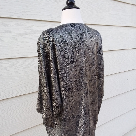 Vintage Black & Gold Jeri Marque Blouse M - Picture 10 of 12